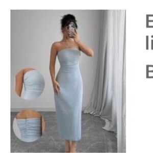 SHEIN Strapless Light Blue Dress